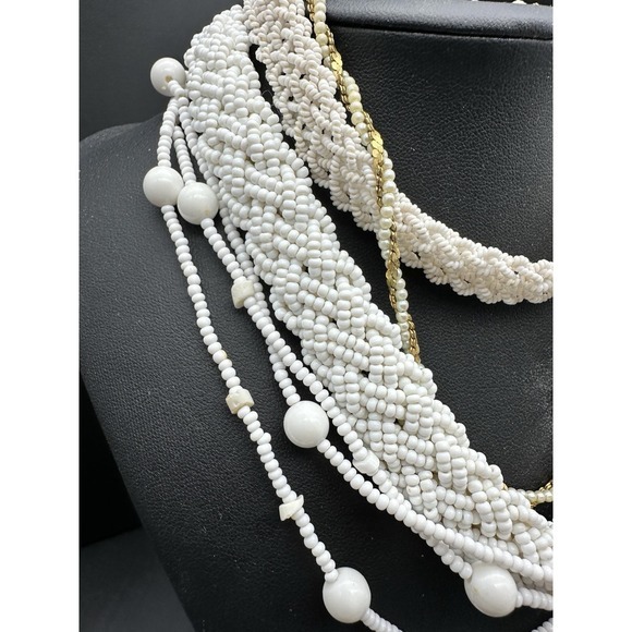 Vintage Lot Marvella Faux Pearl Twisted Braided Beaded Necklaces Gold‎ Tone - Picture 3 of 7
